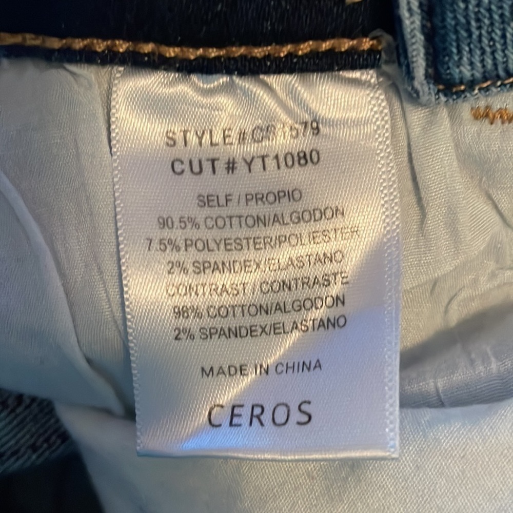 Ceros high rise straight jeans blue ripped raw hem distressed size 25 - Picture 11 of 11